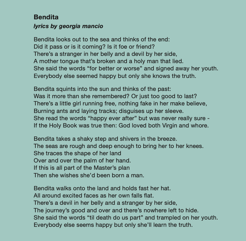 Bendita (music Tom Cawley)