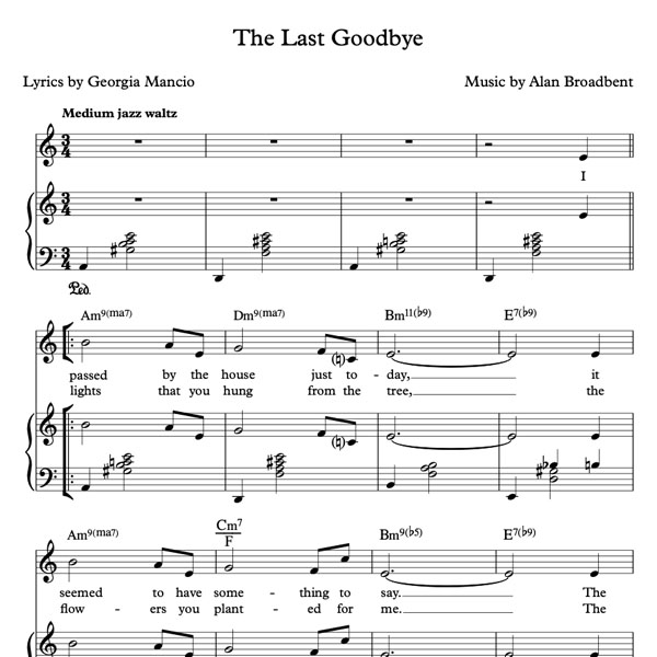 Last Goodbye: sheet music